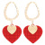 Sterling Silver Needle Red Peach Heart Eardrops Exaggerated Heart-Shaped Earrings Versatility, Fashion and Personality Female Online Influencer Ear Rings Wholesale
