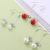 Red Pearl Earrings Women's Long Elegant Korean 925 Silver Stud Earrings Simple Personality Pendant Bow Tie Earrings Anti-Allergy