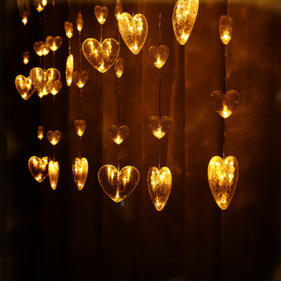 Cross border LED love curtain lamp small colored lamp small string lamp flash lamp decoration girl heart room web celebrity bedroom romance