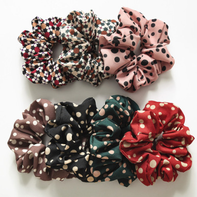 Cross-border new Japanese and Korean version of color dot large intestine circle hair circle women ponytail head accessories manufacturers approved