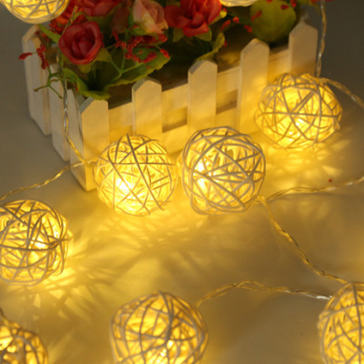 Crossborder hot style LED rattan ball lights ins wind small lights series lights 6cm Thai rattan ball decoration room
