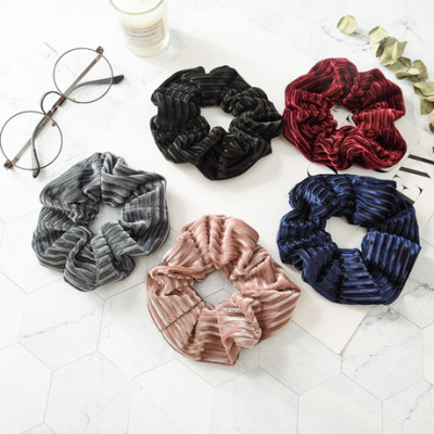 Europe and the United States of autumn and winter cross - border polyester large intestine ring dovetail ring monochrome headrope female hair ornaments cloth art the head ring wholesale