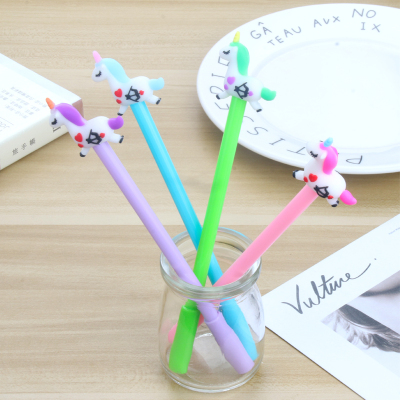 Japanese and Korean Lovely Fancy Cartoon Unicorn Signature Pen Student Writing Gel Pen Office Pen Exam Ball Pen Black