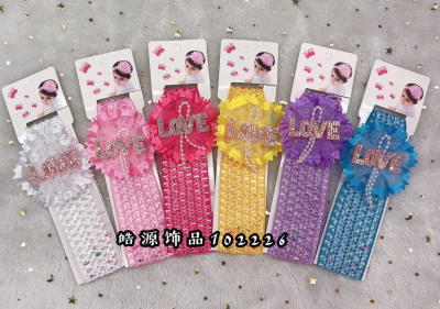 Baby and child small hairband bead love yarn head with rubber band