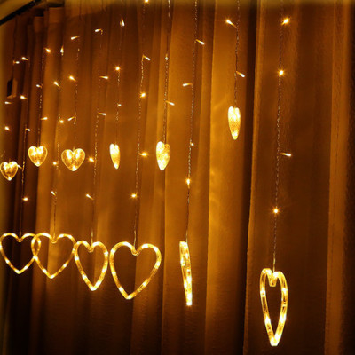Cross - border hot heart of towns style LED curtain towns small color towns string towns flashing towns ins wind decorative bedroom girl heart of romantic