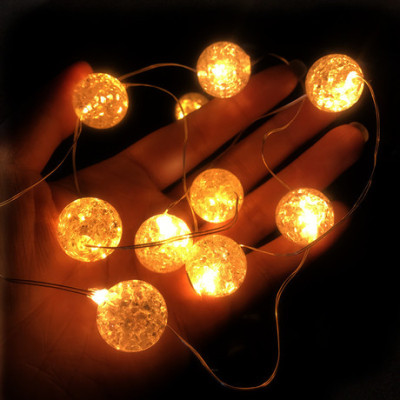 Cross-border new cracked bead copper wire lamp string set photo props string home ins