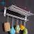 Space aluminum folding non-perforating towel rack bathroom rack double fold with hook non-perforating towel rack