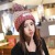 Korean version bike color contrast thickened student wool hat lady winter warm wool ball protection ear knitting cap wholesale