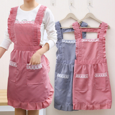New Korean Style Fashion Double-Layer Antifouling Oil-Resistant Apron Kitchen Cooking Apron Cute Princess Overclothes Household Work Clothes