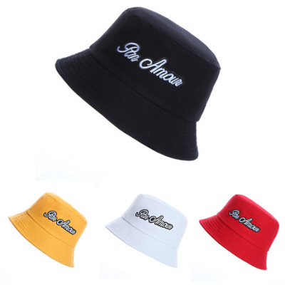 Korean version of the new embroidered letter fisherman hat casual is suing sunshade lovers basin hat folding bowler hat