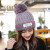 Korean version bike color contrast thickened student wool hat lady winter warm wool ball protection ear knitting cap wholesale