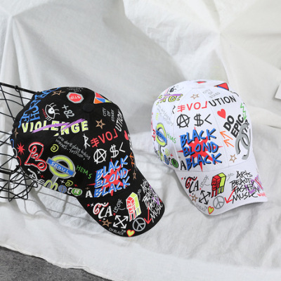 2019 fashion new lovers cap foreign trade personality graffiti baseball cap outdoor sunshade hat wholesale