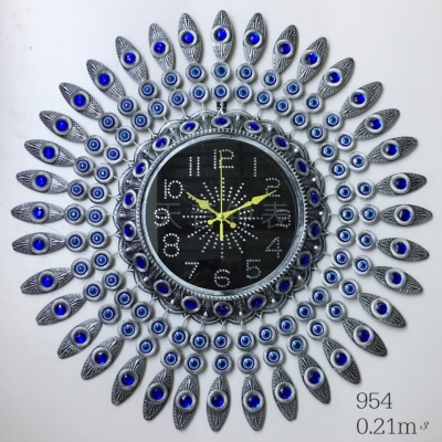 Tianyin Clock Factory Peacock Wall Clock Watch Glass Dial Archaism Silver Bronze Foreign Trade Wholesale Iron Wall Clock