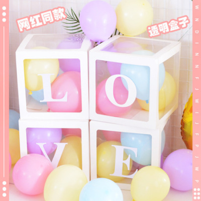 Web celebrity LOVE balloon transparent box proposal birthday venue decorated supplies BABY balloon transparent box