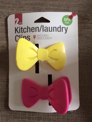 BYT- plastic seal clip in the shape of bow tie for food bag clip