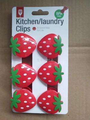 BYT- six strawberry clip plastic cartoon food seal bag clip various sealing clip stationery clip