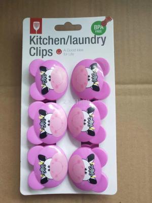 BYT-6 plastic cartoon clips for cows, creative kitchen food cute cartoon sealing clips
