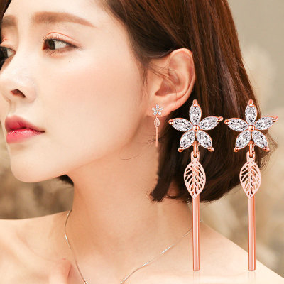 Factory Direct Sales Flower Sea Bead Earrings Rose Gold Plated Women's Fashion Electroplated Earrings Wholesale Volume Large Weight Excellent