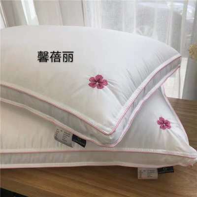 Small plum flower embroidery three - dimensional feather silk pillow