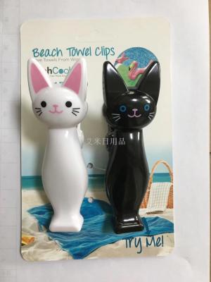Byt-2717 cat clips 2 plastic beach towels, cat style clips, outdoor bath towel clips