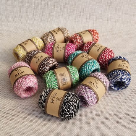 DIY Handmade Hemp Rope Double Color Hemp Rope Spherical， 24 Rolls/Box