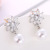 Japanese and Korean Style Pearl Flower Earrings Zircon Super Flash Opal Pendant Earrings Eardrops All-Match Korean Elegant Silver