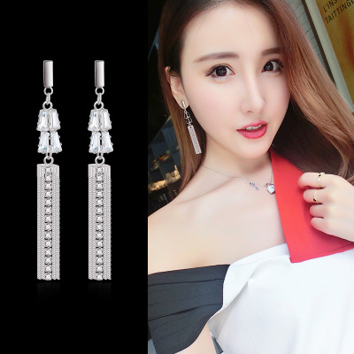 Sterling Silver Needle Long Tassel Exaggerated Korean Internet Influencer Earrings 2019 New Earrings Personalized Earrings Trendy Earrings