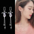 Crystal Tassel Earrings Women's Temperament Wild Sterling Silver Stud Earrings Long Pendant Korean Simple Personality Hanging Earrings Sweet