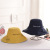 Women's Korean-Style Letter Smiley Face Big Brim Bucket Hat Cotton and Linen Double-Sided Sun Hat College Style Soft Girl Travel Bucket Hat