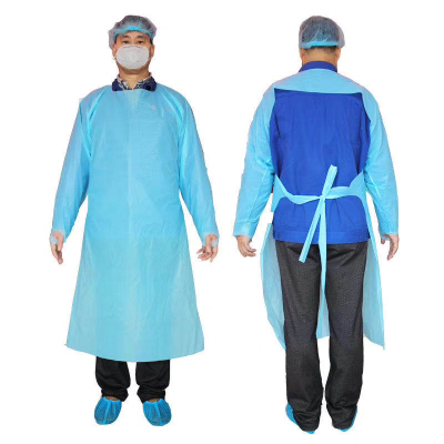 Export European and American protective apron disposable PE isolation protective clothing thumb robe