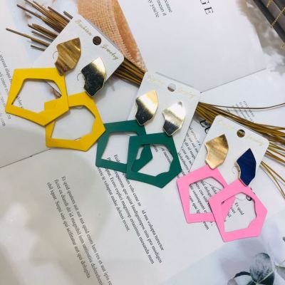 Geometric Spring and summer spray paint Color girl Toddler Manufacturers Direct Earrings