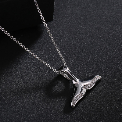 Manhuini 925 Silver Bracelet Flying Fish Necklace Clavicle Chain Whale Tail Sterling Silver Hypoallergenic Gift Short Silver Necklace