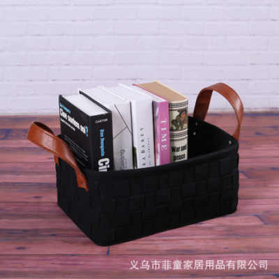 Factory Direct Sales Felt Hand-Held Sundries Basket Hand-Woven Cloth Storage Basket European and American Home Sundries Storage Basket