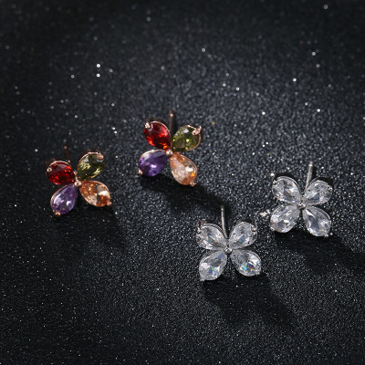 Manhuini European and American Fashion Colorful Flower Ear Studs Simple Women's Fashion Ear Studs Earrings Factory Wholesale
