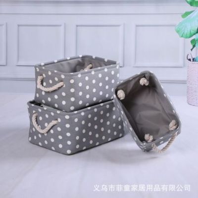 Factory Wholesale Fabric Sundries Basket Simple Cotton and Linen Storage Basket Washable Storage Box Uncovered Toys Finishing Box