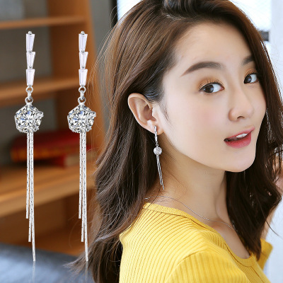 Internet Influencer Earrings Women's Korean-Style Temperamental Tassels Simple Long Pendant Personality All-Match Ear Line Frosty Style Stud Earrings