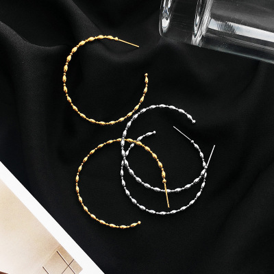 S925 Silver Not Allergic Korean Style Fashion Ear Ring Personality Trend Hoop Earrings Women's All-Match Factory Direct Sales Wholesale