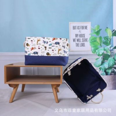 Hot Selling Nordic Style Eva Thick Fabric Storage Basket Uncovered Book Sundries Storage Box Canvas Car Organizing Holder