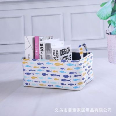 Amazon Hot Cotton and Linen Desktop Storage Basket Ins Simple Uncovered Fabric Storage Box Toy Sundries Storage Basket