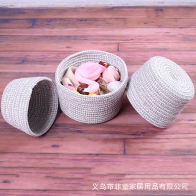 New Style Hand-Woven Desktop Storage Basket Japanese Style Sundries Cotton Cord Woven Snack Finishing Storage Basket