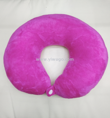 Single color button plush cotton U memory pillow fashion travel portable headrest work comfortable headrest