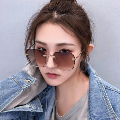 New 2020 boxy gradient women's fashion retro retro uv-proof polygon web celebrity glasses