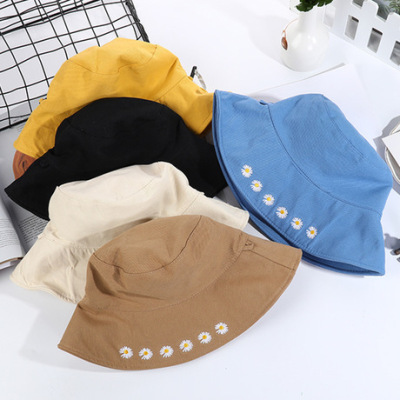 2020 Spring Hot Fashion Daisy & Embroidered Fisherman Hat Comfortable Breathable Three-Dimensional Embroidery Casual Hat