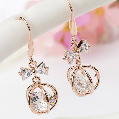 Korean Style Elegant Earrings Fashionable Fresh and Tender Flower Long Earrings Personality Women's Jewelry Anti-Allergy Earrings