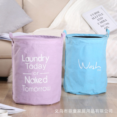 Factory Wholesale New Fabric Craft Dirty Clothes Basket Foldable Waterproof Dirty Clothes Bucket Cotton Linen Sundries Toy Storage Bucket