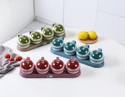 Creative Spherical Differbox with LID Household Kitchen null Storage box Salt Shaker Contains pot