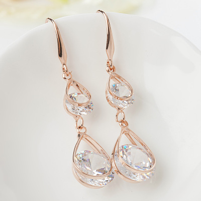 Manhuini Silver Earrings Ear Rings Earrings Women's Long Japanese and Korean-Style Synthetic Crystal Earrings Wholesale