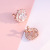 Full Diamond round Sterling Silver Stud Earrings Female Temperament Japanese and Korea Style Rose Gold Earrings Simple Cold Style Heart-Shaped Earrings Wholesale