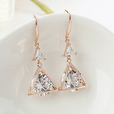 Factory Direct Sales Korean Style Ocean Heart Earrings Rose Gold Plated Women's Fashion Electroplated Earrings Wholesale Mixed Batch