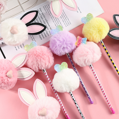 Fresh and creative Fur ball neutral pen express super express plush pen students with 0.5 mm ink pen black stationery prize